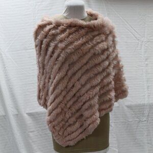 BCBG Rabbit fur poncho in Pink